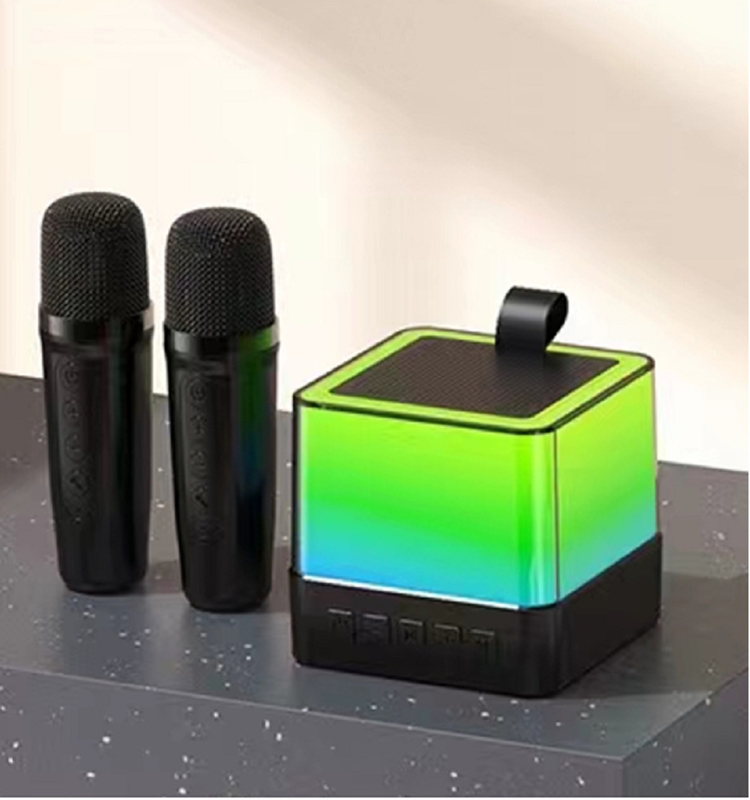 Mehrfarbiger LED Mini Cube Lautsprecher 89mm Sound perfekt für Partys und Karaoke in Schwarz/Weiß/Pink