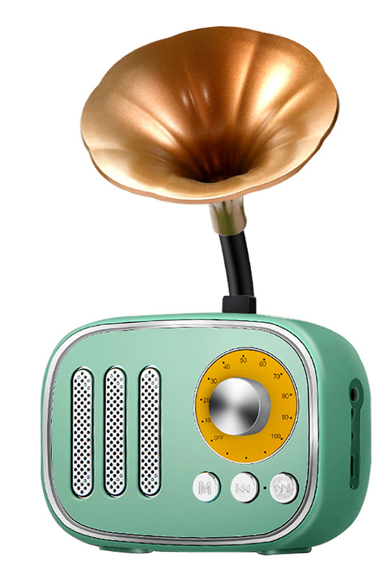 Bluetooth-Lautsprecher unterstützt Bluetooth AUX TF-Karte und FM-Radio-Wiedergabe 1200mAh Batterie Mini Retro Trompeten Design 125 × 66 × 205mm