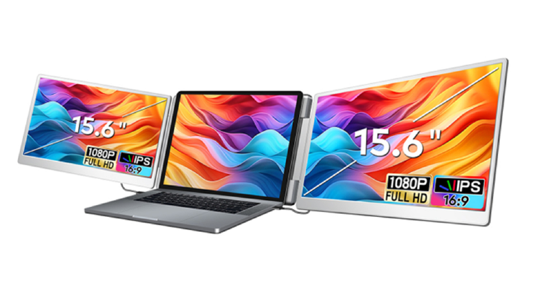 2 * 15,6-Zoll-Full-View-FHD-Laptop-Monitor: 16:9 Bildverhältnis, 1920 * 1080 IPS hochauflösende Auflösung, Type-C 3.1-Schnittstelle, HDR-Unterstützung, Bildschirmumdrehen