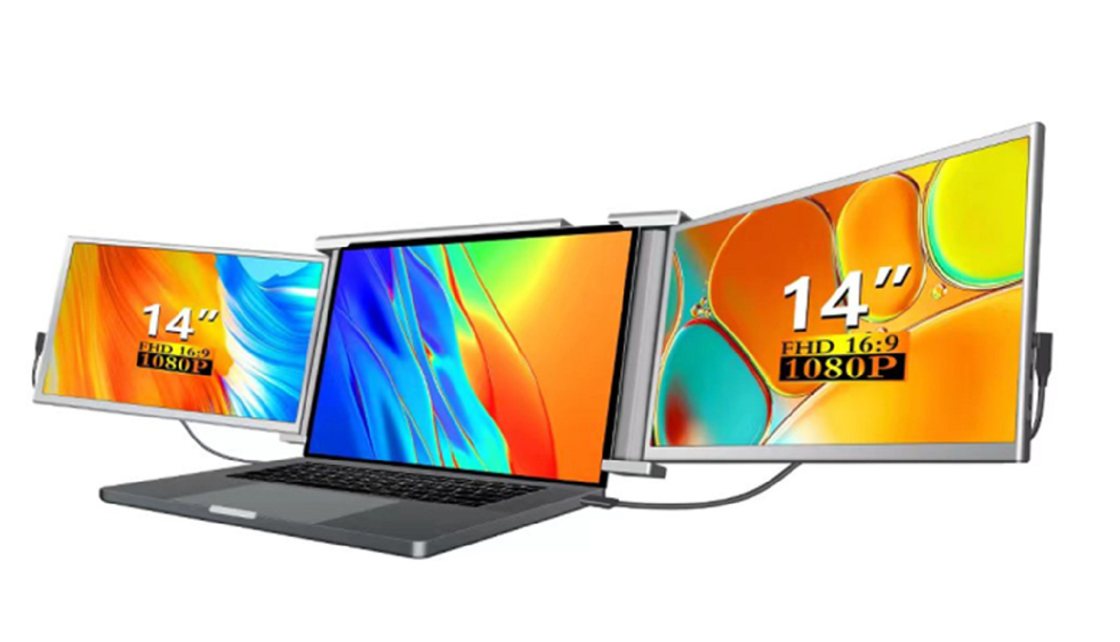 Dual 14-Zoll-FHD-Laptop-Monitor, kompatibel mit 13,5-16,5-Zoll-Laptops.