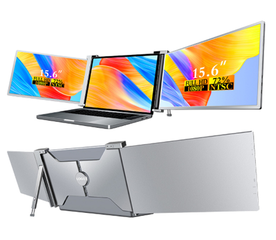 Zwei 15,6-Zoll-FHD-Laptop-Monitore, kompatibel mit Laptops von 15,6 bis 18,5 Zoll, Auflösung 1920*1080 FHD, unterstützt 12 Sprachen
