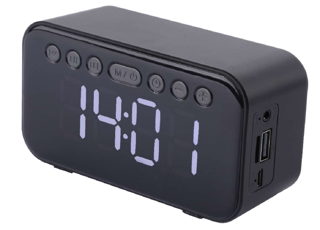 Dieser Bluetooth-Lautsprecher unterstützt Bluetooth, AUX, TF-Karte, USB-FM-Radio. eingebaute 500mAh-Batterie, USB-Ladung. 52mm Lautsprecher, 32GB TF-Karte Erweiterung.
