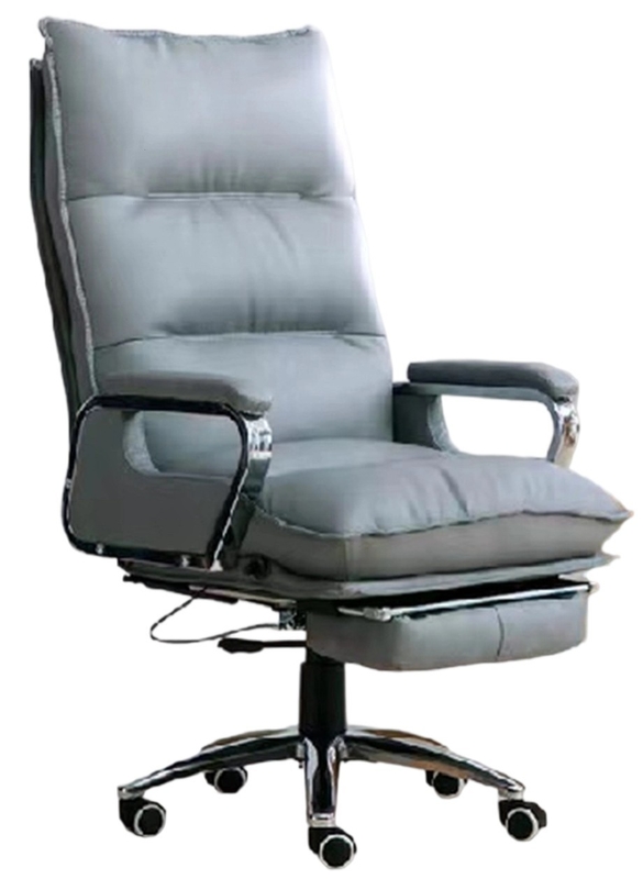Ergonomische Bürostühle PU-Kissen-Chrom-Armlehnen und dicke graue PU-Sitze 100 mm Luftlift-Unterstützung Neigung Rotation und Neigung Funktionen