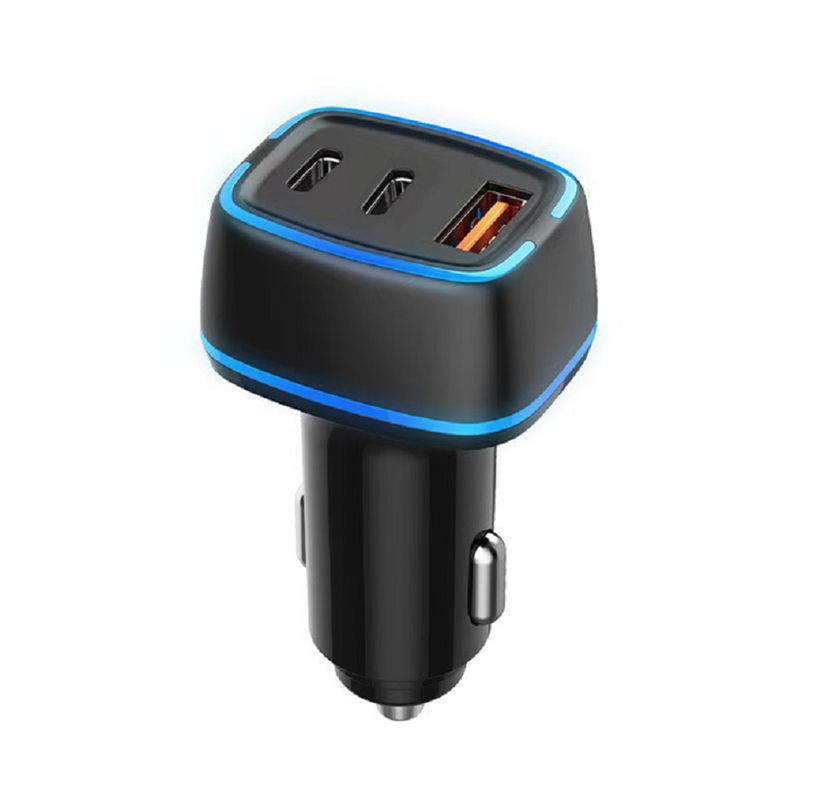 Drei-Port-Ausgang 78W Gesamtleistung 12-24V Gleichstrom-Eingang unterstützt PD/QC-Schnellladung aus ABS+PC-Feuerdichten Materialien