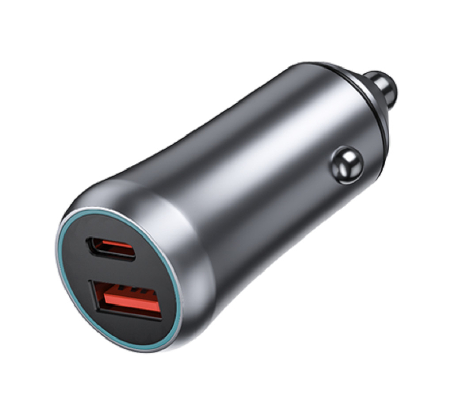 48W Dual-Port USB-C Autoladegerät, 12-24V DC Eingang ABS+PC feuerfest