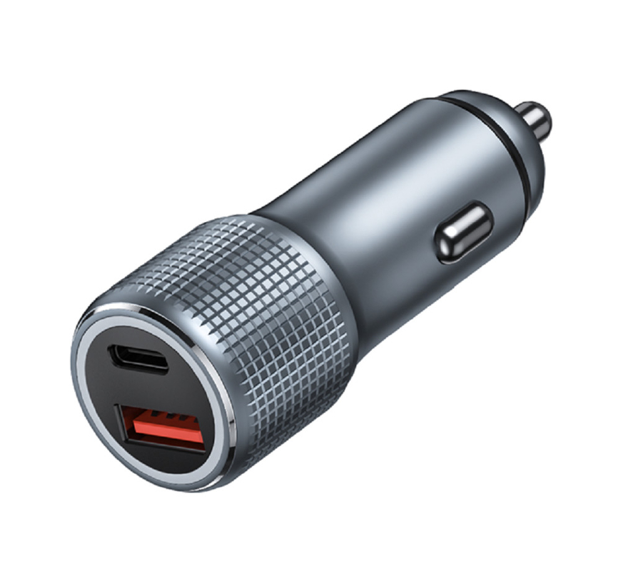 48W Dual-Port USB-C Autoladegerät, 12-24V DC Eingang ABS+PC feuerfest