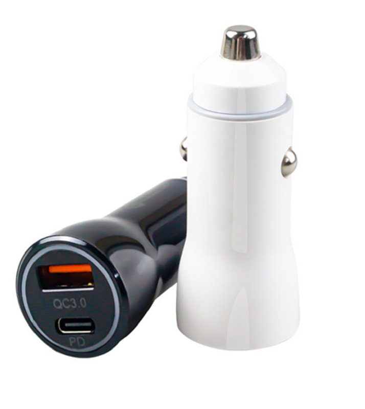 48W Dual-Port USB-C-Auto-Ladegerät mit PD 20W & QC 18W, 12-24V Gleichspannungseingang, ABS + PC Feuerdicht