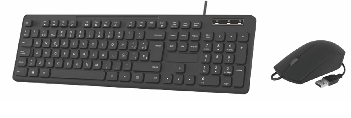 Drahtgebundene Tastatur und Maus Combo Schwarz 24mm Dicke Carbon Film Tasten Tastatur 1200 DPI Auflösung Plug And Play USB-Schnittstelle