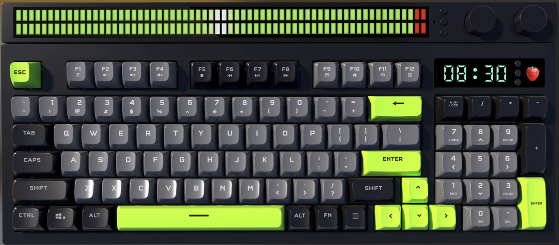 Multimode-Tastatur High-End-Tastatur mit Dreimodus-Knopfsteuerung RGB-Beleuchtung Tomatenwecker Ergonomische Gestaltung