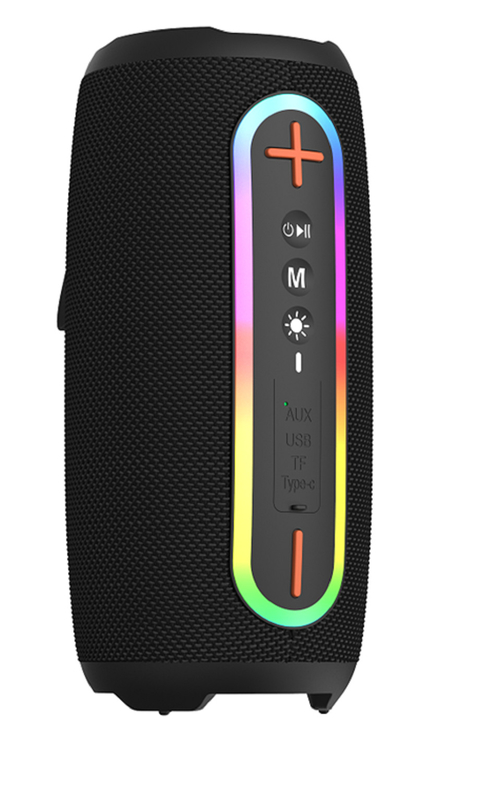 Bluetooth 5.3 2*10W Lautsprecher 2400mAh Akku mit Typ-C-Ladeanschluss RGB-Umgebungsbeleuchtung Lanyard
