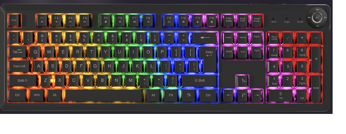 Ultra-Schlanke Portable FN Multimedia Membran Tastatur 448*143*32mm 610g Nettogewicht ABS Schwarze Tastenkappen Silber Membran