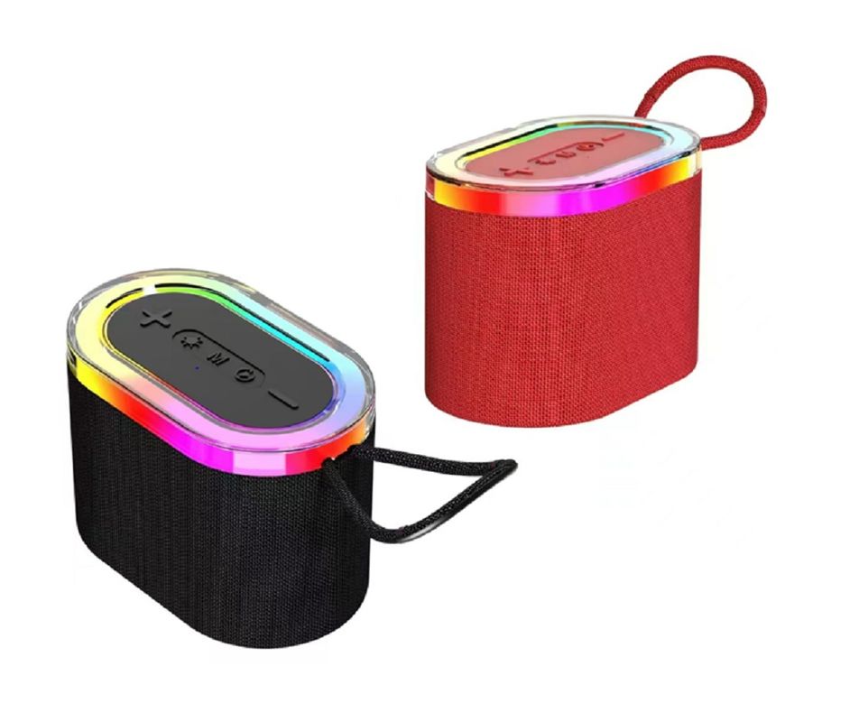 Portable Bluetooth 5.3 Lautsprecher mit 800mAh Batterie unterstützt AUX TF Karte und USB-Wiedergabe beinhaltet eingebaute RGB-Lichter