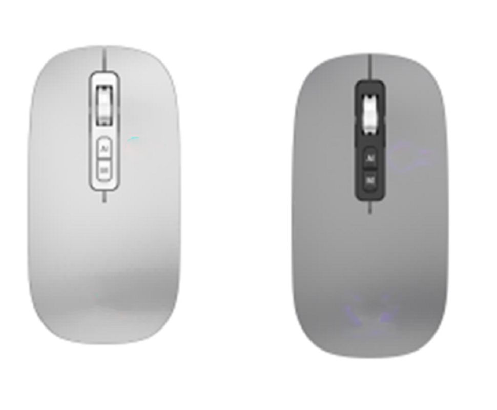 2,4G Wireless- und Bluetooth-KI-Maus bietet einstellbare DPI-Einstellungen 800/1200/1600 Transparentes Silbergrau