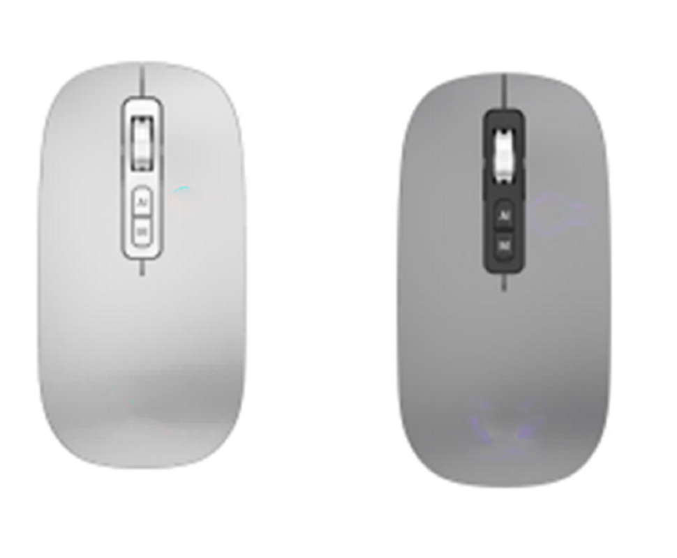 Diese 2,4G Wireless- und Bluetooth-KI-Maus bietet einstellbare DPI-Einstellungen (800/1200/1600), Transparent/Silber/Grau