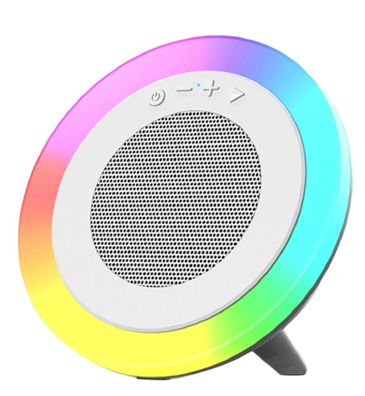 Weißer Tri-Mode Bluetooth-Lautsprecher, 66 mm 5W Ausgangsleistung, 1200 mAh Akku, unterstützt USB/TF/AUX-Wiedergabe und RGB-Beleuchtung