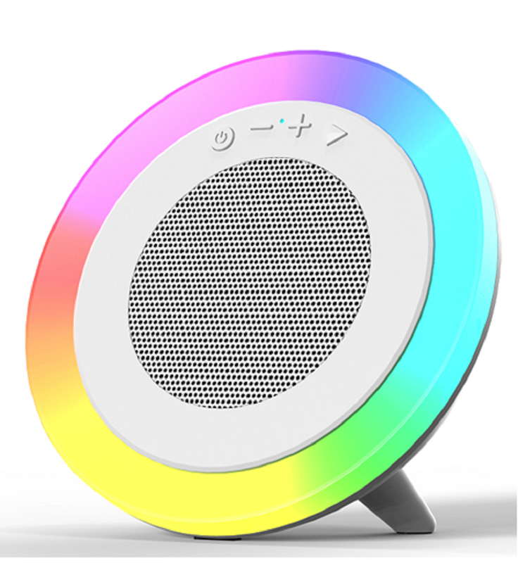 Weißer Tri-Mode Bluetooth-Lautsprecher, 66 mm 5W Ausgangsleistung, 1200 mAh Akku, unterstützt USB/TF/AUX-Wiedergabe und RGB-Beleuchtung