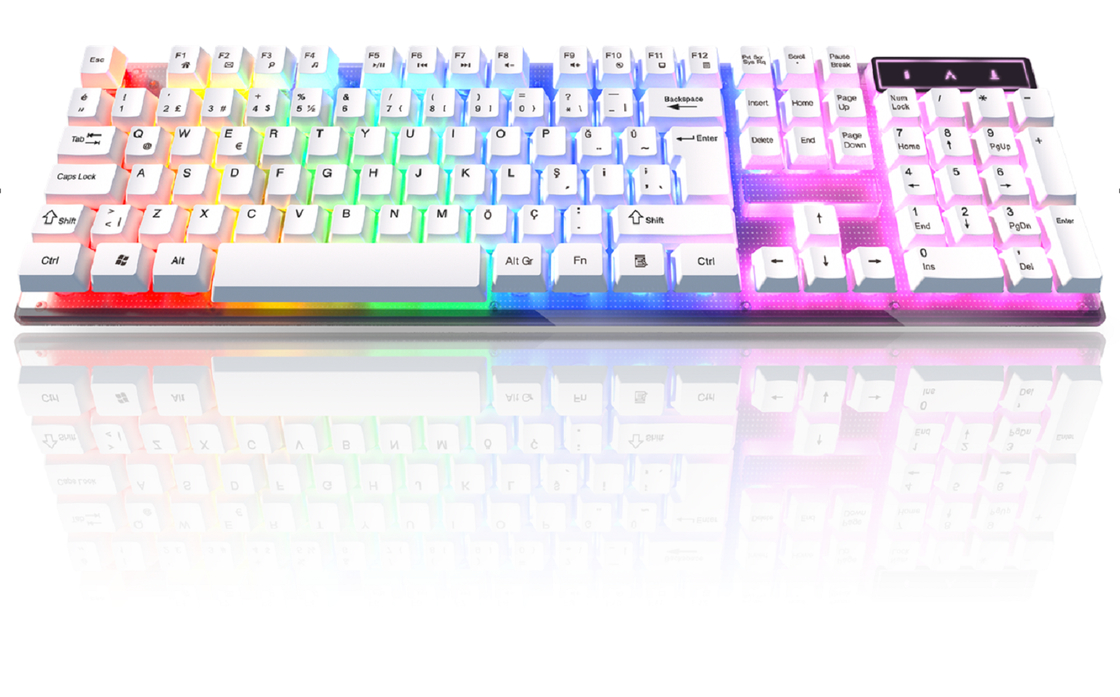 ETEK Wired LED Game Keyboard ABS Body Misst 435 * 130 * 30 mm bei 420 g Laser-gravierte Tasten Metall-Option