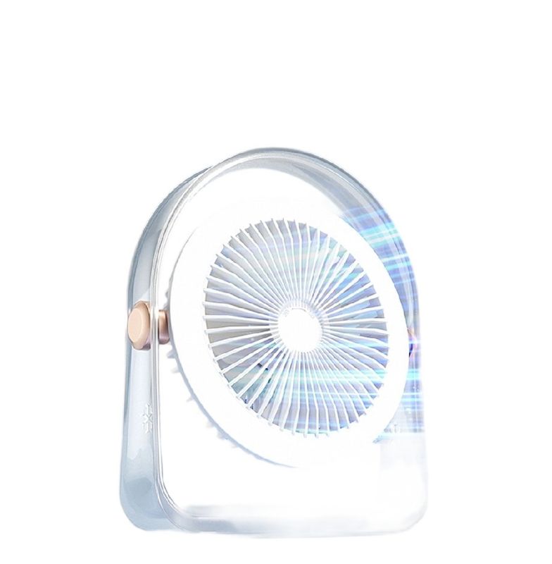 Dreifarbig Weiß Grau Grün Ventilator mit PETG + Bürstenlosem Motor 1200mAh Akku 3-stufige Windgeschwindigkeit 2-6W + 3-stufige Lichtanpassung