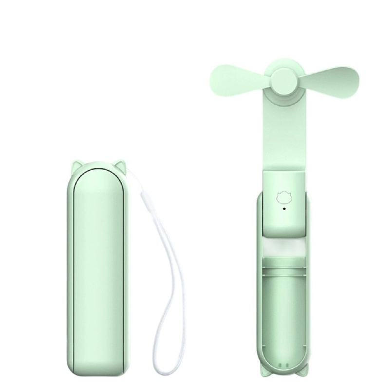 Grüner ABS-Lüfter mit elektronischen Komponenten, 1200mAh Akku (7-10 Stunden Laufzeit), 3-stufige Einstellung, 5W Ausgangsleistung, 132g leichtes Design