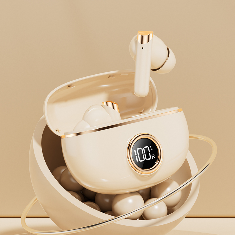 ETEK Vergoldeter Bluetooth 5.4 TWS-Kopfhörer mit F10, 25mAh Ohrhörerzelle + 230mAh Ladecase (Schutzplatine), 2-3 Stunden Gesprächszeit.