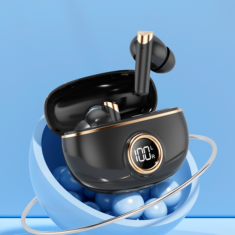 ETEK Vergoldeter Bluetooth 5.4 TWS-Kopfhörer mit F10, 25mAh Ohrhörerzelle + 230mAh Ladecase (Schutzplatine), 2-3 Stunden Gesprächszeit.