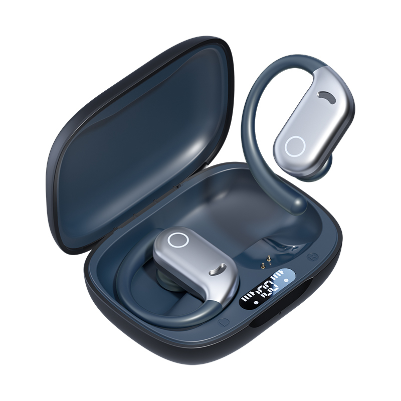 ETEK Wasserdichte LED-Anzeige-Ohrhörer, Bluetooth 5.4, 50mAh Ohrhörerzelle + 300mAh Gehäuse (Schutzplatine), F14.2 Lautsprecher