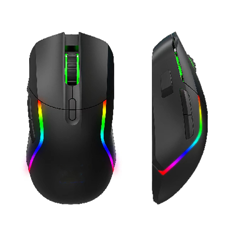 Diese drahtlose 2.4G+Bluetooth RGB Gaming Maus mit 8 Tasten, 1200-3200DPI Anpassung,3.7V/600mA-Batterie