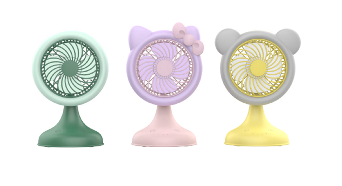 ETEK ABS+PP-Ventilator mit bürstenlosem Motor, 1200mAh Akku, 3 Geschwindigkeitsstufen, 1,2-3,5h Laufzeit in Katze/Bär/Einfach-Stilen