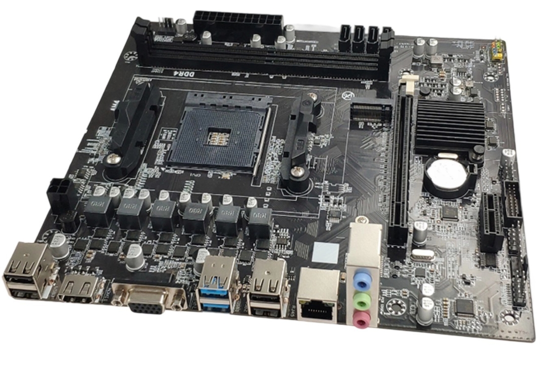 M-ATX AM4 Motherboard für Ryzen3/5 CPUs Dual DDR4 Slots 4*SATA3.0 Ports VGA+HDMI Display Ausgänge und 3*3.5mm Audio Jacks