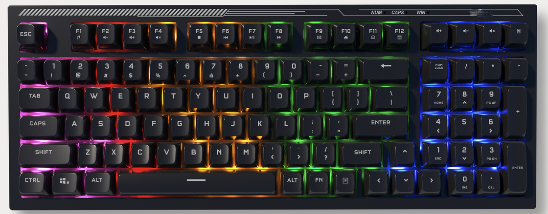 ETEK 98-Key abnehmbare USB-C Mechanische Klaverei, ABS + Eisenplatte, Silbermembran, Weiß/Regenbogen Hintergrundlicht, 10M Key Life