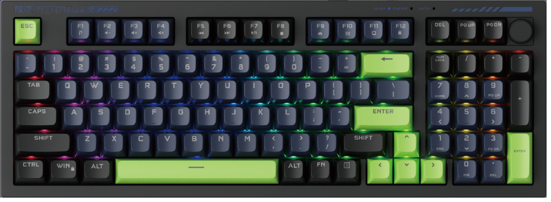 ETEK 97-Key Mechanical-Feel Wired Keyboard with Detachable USB Type-C and 10M Click Life for Durable Performance