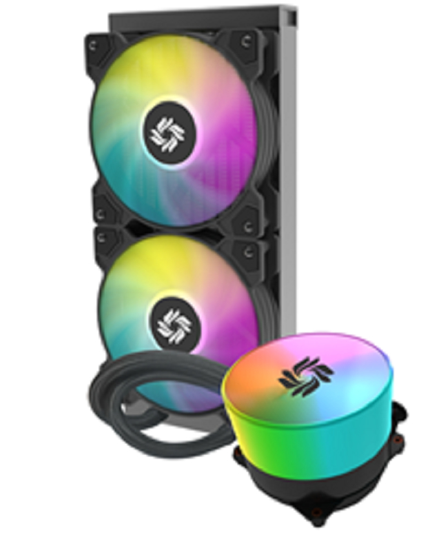 240mm ARGB Flüssigkeits-CPU-Kühler mit rundem Wasserblock, 400mm Gummischlauch, PWM-Lüfter 1800 U/min, individuelles Logo, 270W TDP