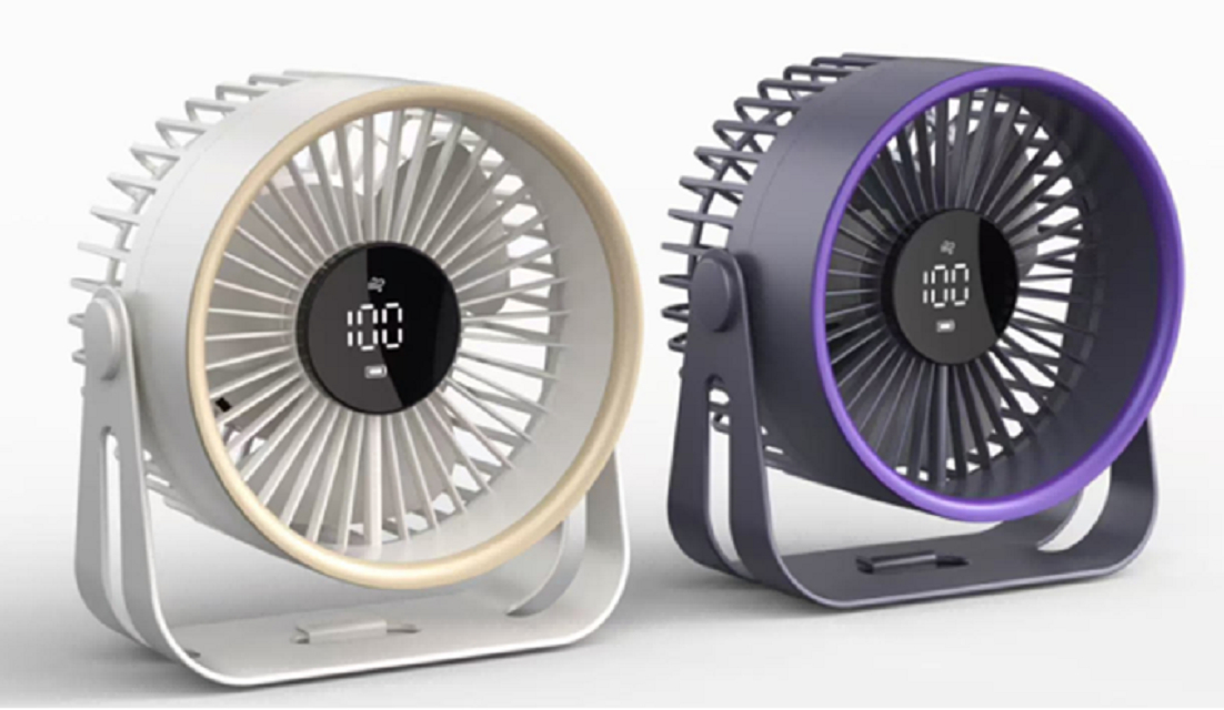 Wiederaufladbarer Schreibtischventilator 2400mAh Akku 5 Geschwindigkeitsstufen USB-Aufladung ABS+PP Material Weiß / Schwarz