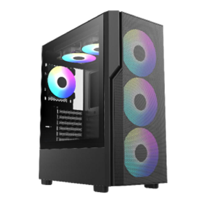 Mid-Tower ATX Gaming-Gehäuse mit Hartglas, 7 Erweiterungssteckplätze, USB 3.0 + Typ-C (optional) und Kühlungsunterstützung vorne/oben/hinten