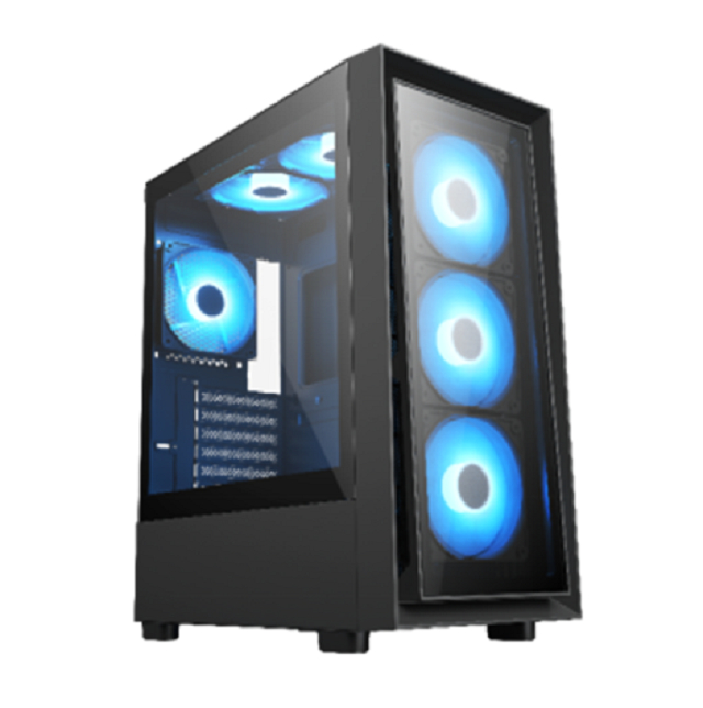 Mid-Tower ATX Gaming-Gehäuse mit Hartglas, 7 Erweiterungssteckplätze, USB 3.0 + Typ-C (optional) und Kühlungsunterstützung vorne/oben/hinten