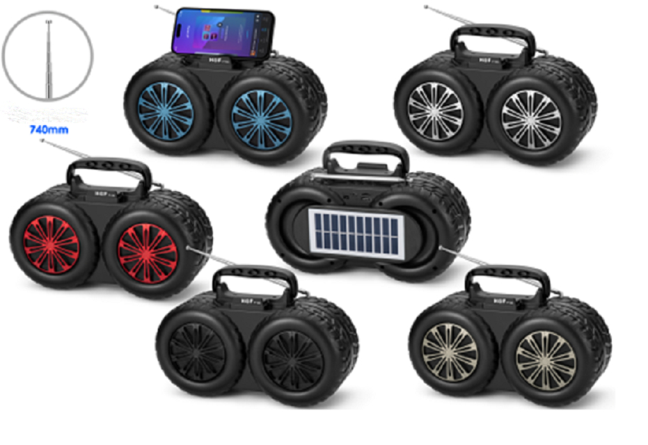 20 Watt Solar Bluetooth Lautsprecher, USB/TF/FM/BT/TWS, 1 Watt Glasplatte, JL 5.3, 1200mAh, Metallnetz, ABS, Stereo