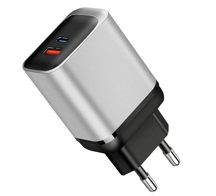 ETEK 30W Dual-Port GaN Schnellladegerät mit PD+PPS+QC, 1USB-C+1USB-A, Eingang 110-240V AC, Schwarz/Weiß