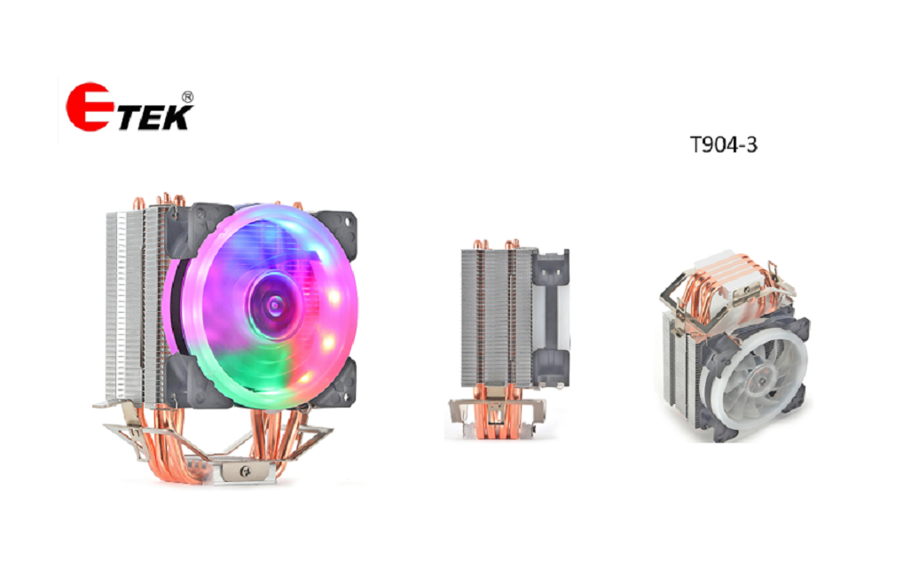 ETEK 4-Heatpipe CPU Kühlgerät, 92mm Ventilator, Fest RGB, Hydrauliklager, ideal für Budget-Builds und kleine Formfaktor-PCs