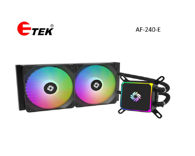 ETEK 240mm A-RGB CPU-Flüssigkeitskühler, 265W, quadratischer Wasserblock, PWM-Lüfter, LGA1700/AM5 kompatibel