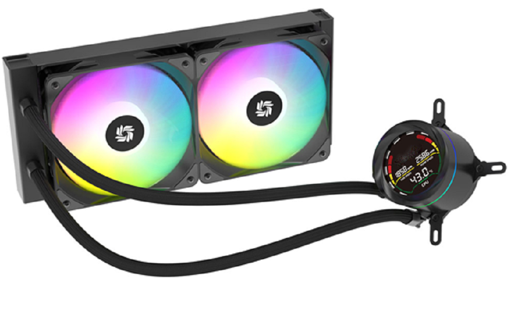 ETEK 240mm ARGB AIO Liquid CPU Cooler,270W TDP, Digital Segment Display + ARGB Wasserblock, PWM-Ventilatoren,für Gaming-PC-Marken