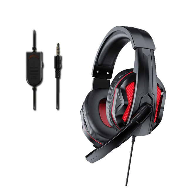 Kabelgebundenes Gaming-Headset mit Geräuschunterdrückungs-Mikrofon, 40-mm-Treiber, USB + Dual 3,5-mm-Stecker, 2 m Kabel, für E-Sport, Remote-Arbeit usw.