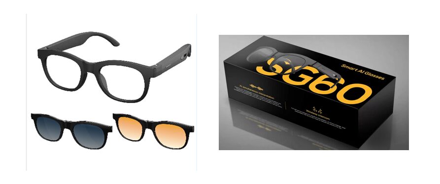 KI-Smart-Audio-Brille mit Echtzeit-Übersetzung und Interkom, Dual-Silicon-Mikrofon, Magnetladung, 80mAh*2 Batterie