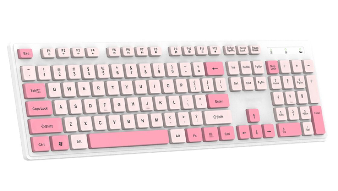 Office-Membran-Tastatur, HiTrend-Chip, ABS 475, 2,4G, optional 1,5 m Kabel, Schwarz/Blau/Rosa