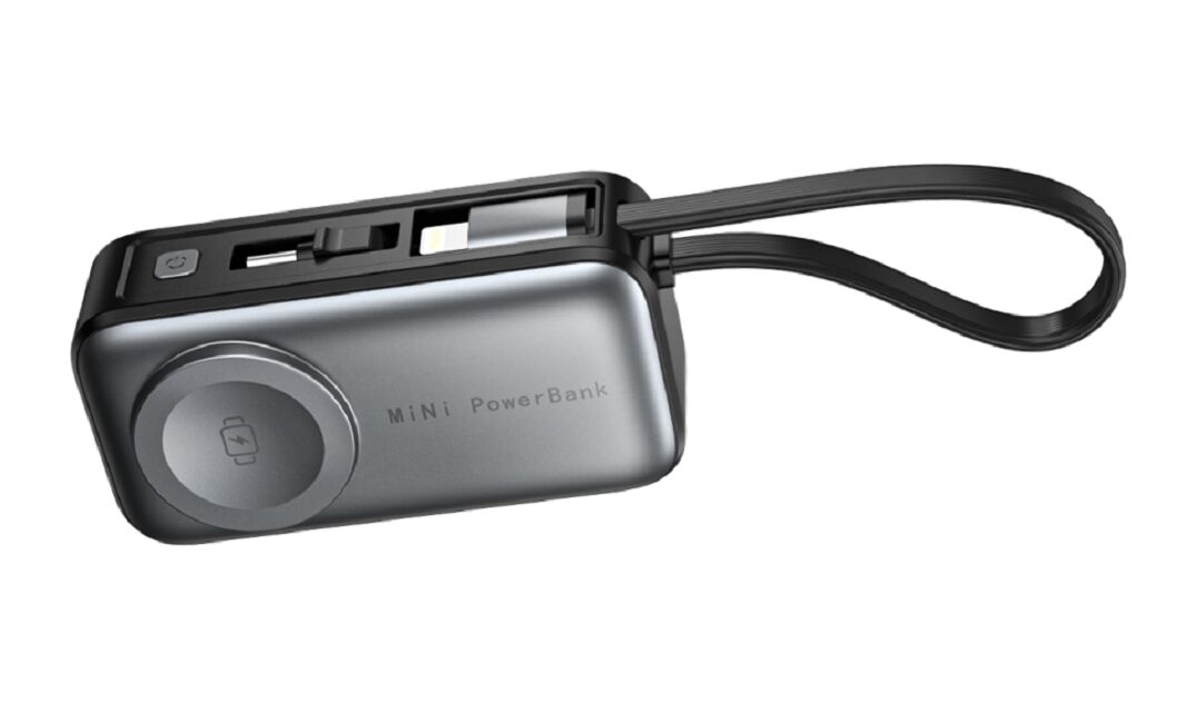 5000mAh Mini Wireless Power Bank, 18W PD, Uhr 2.5W, Dual Input (USB-C+Lightning), Weiß/Silber & Schwarz/Grau