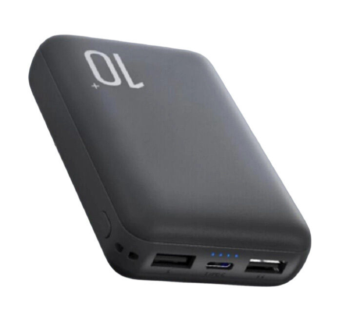 10000mAh Dual-Cell Powerbank, Güteklasse A Li-Po, 10W Ausgang, Typ-C+Micro-USB Eingang, Schwarz/Weiß