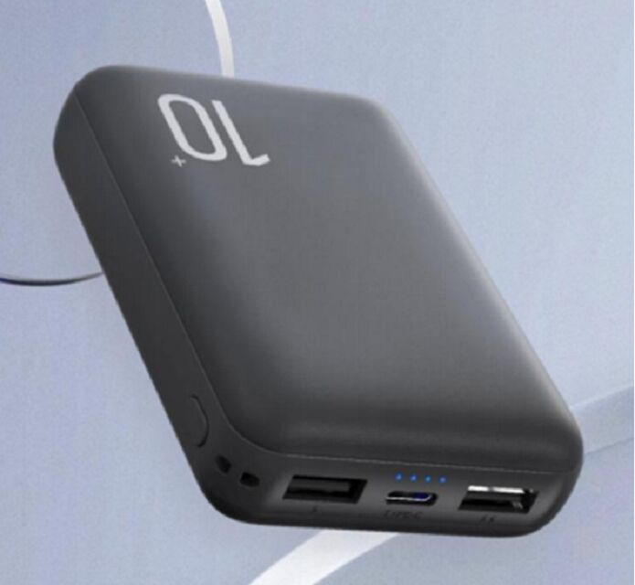 10000mAh Dual-Cell Powerbank, Güteklasse A Li-Po, 10W Ausgang, Typ-C+Micro-USB Eingang, Schwarz/Weiß