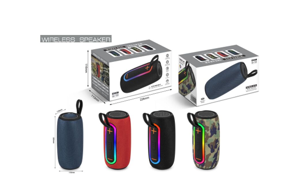 Tragbarer Bluetooth-Lautsprecher, JieLi 5.3, 10W, LED-Laufschrift, TWS, FM/USB/TF, 1200mAh, ABS+Stoff