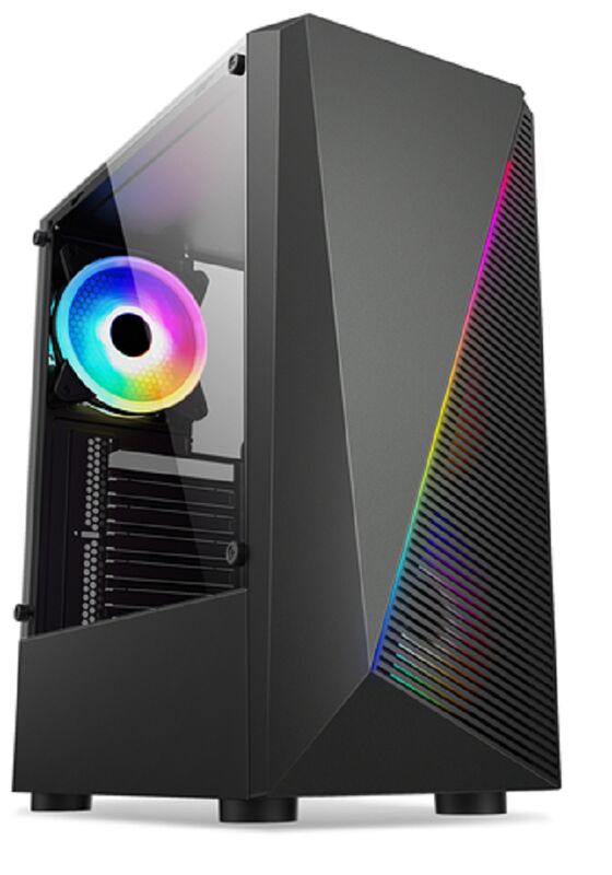 ATX Mid-Tower Gaming Case mit gehärtetem Glas, anpassbarem RGB-Frontlicht und 7 Erweiterungsslots
