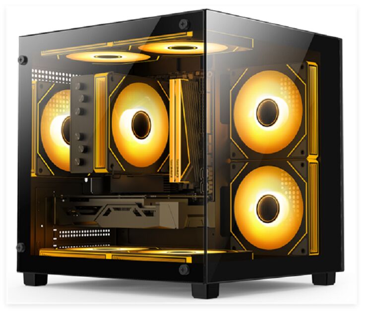 Kompakter PC-Glasgehäuse, Mikro-ATX/ITX, 240 mm Wasserkühlung, Top-Staubfilter, Schwarz