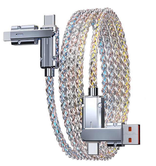 Transparentes Schnellladekabel, 65 Watt C-C, 27 Watt C-L, 5-Kern-Kupfer, LED-Anzeiger